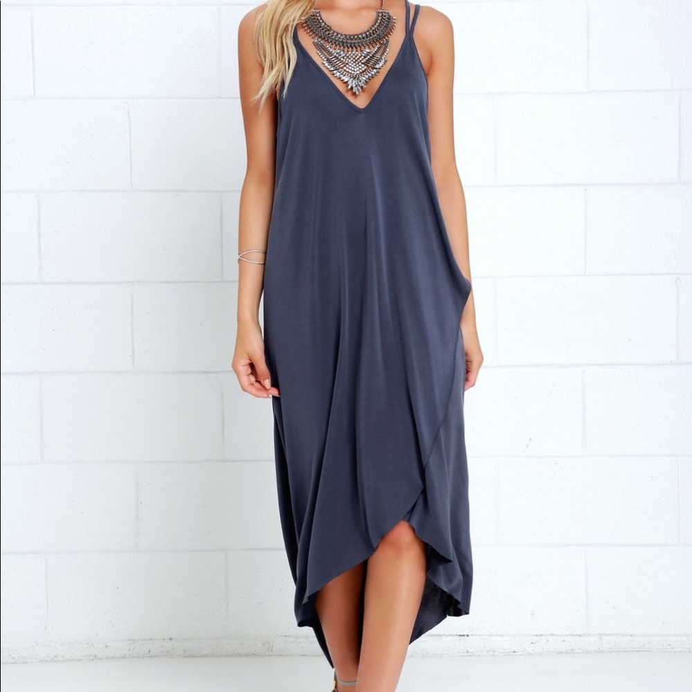 Perrywinkle blue high low strapped dress